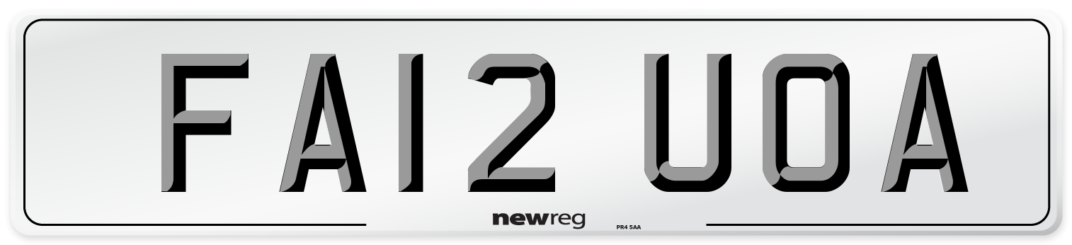 FA12 UOA Number Plate from New Reg